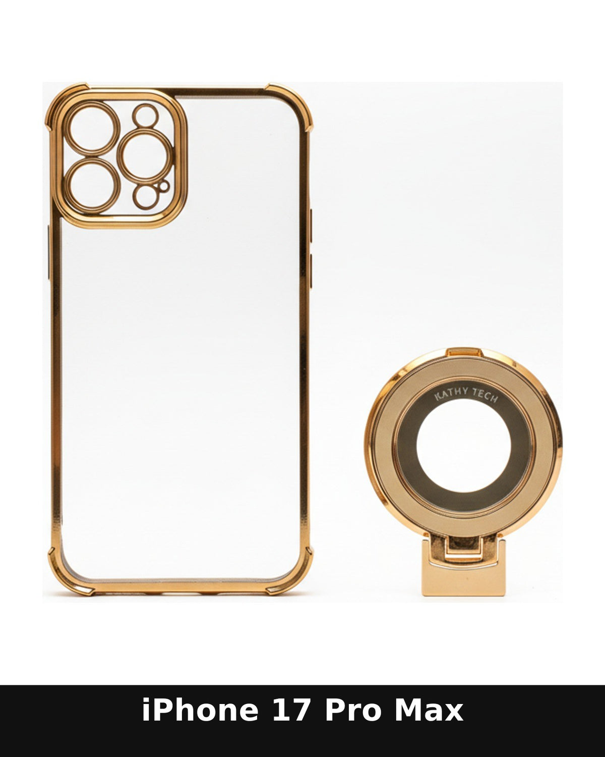 iPhone 17 Pro Max Clear Case with Gold Edges