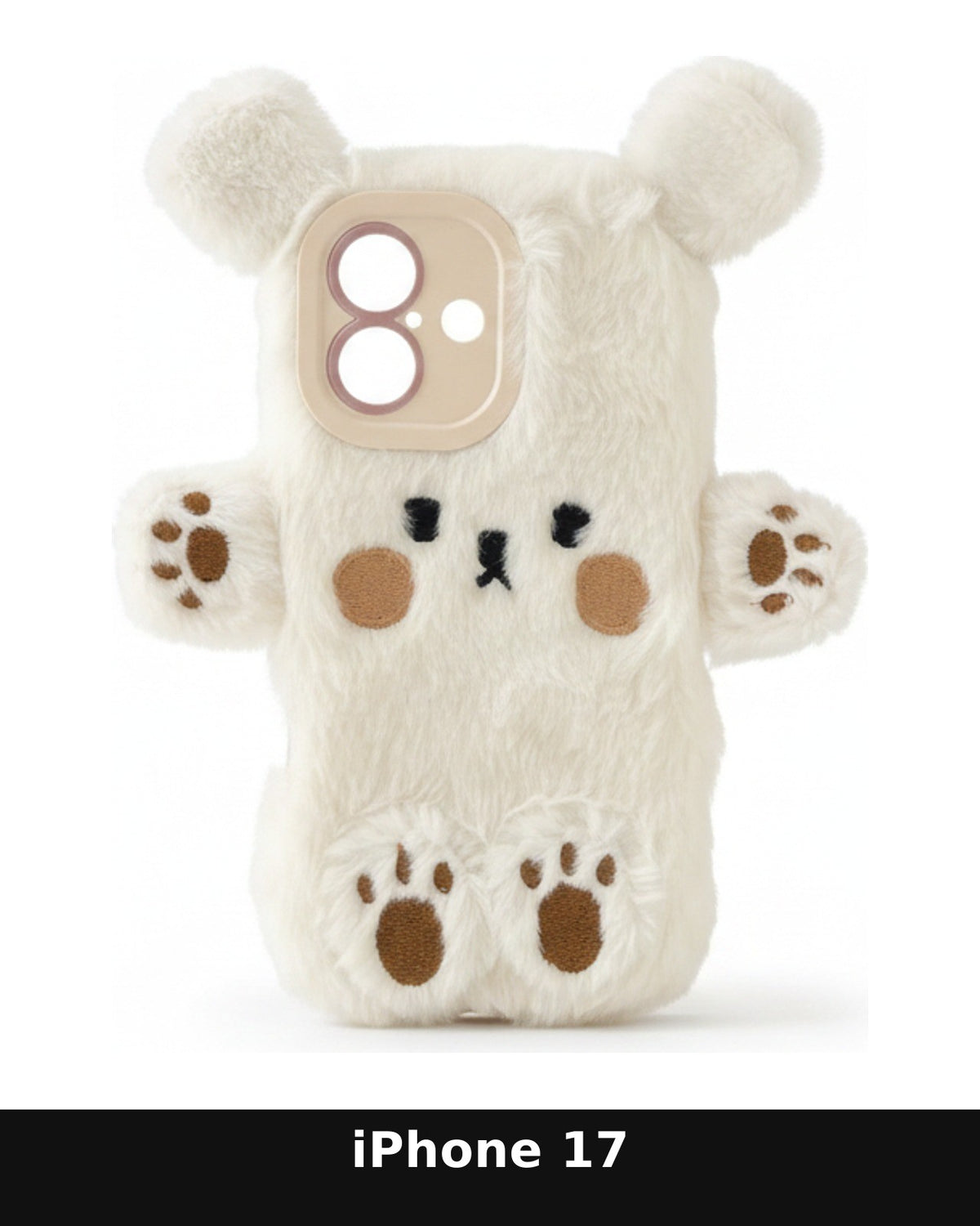 iPhone 17 White Fluffy Bear Paw Case