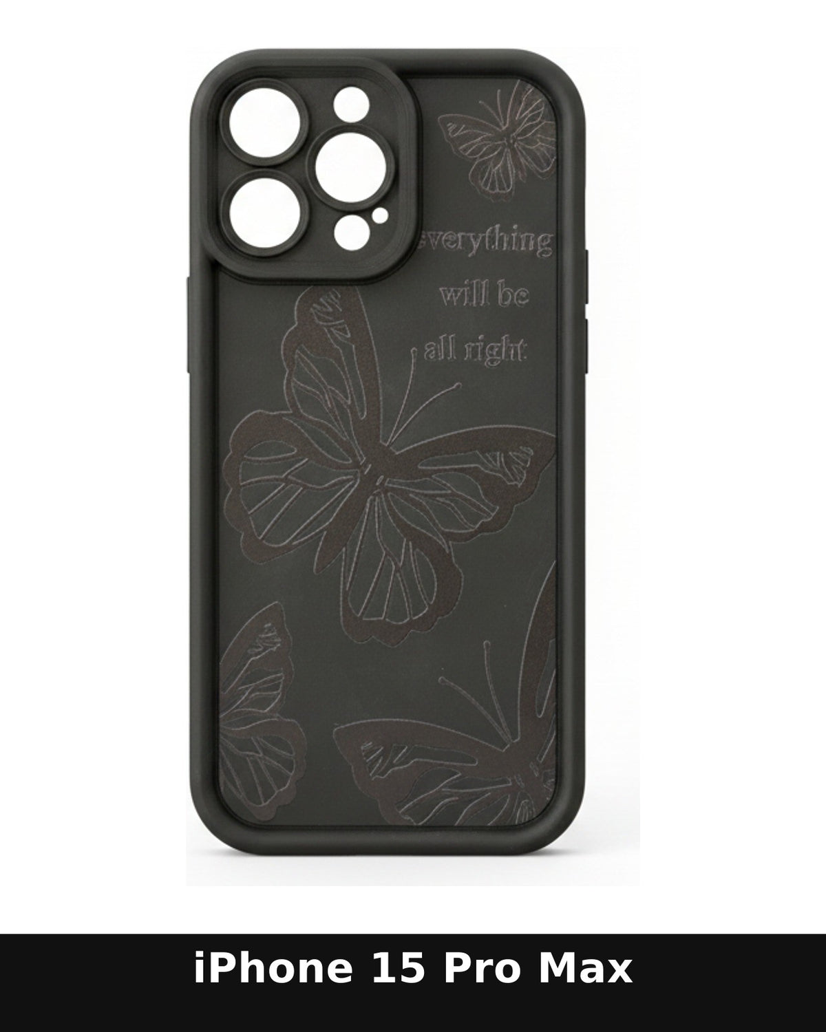 iPhone 15 Pro Max Black Butterfly Design Case