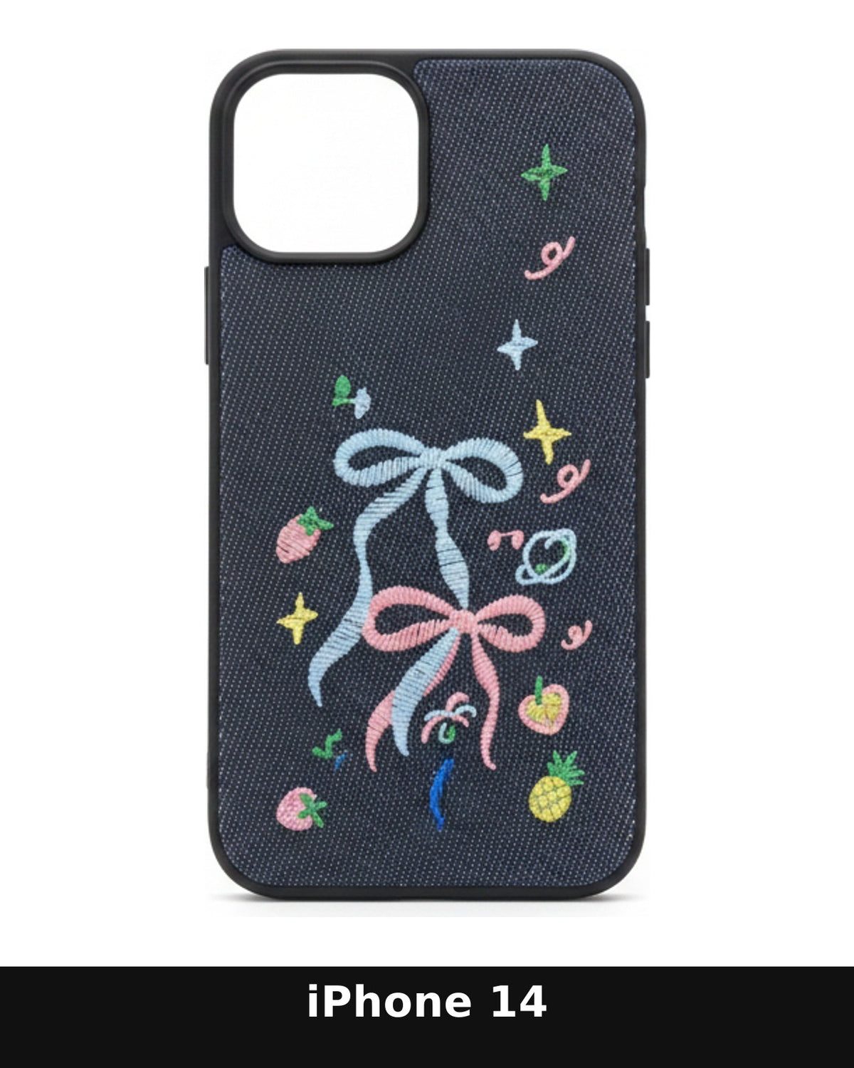 iPhone 14 Embroidered Denim Design Case