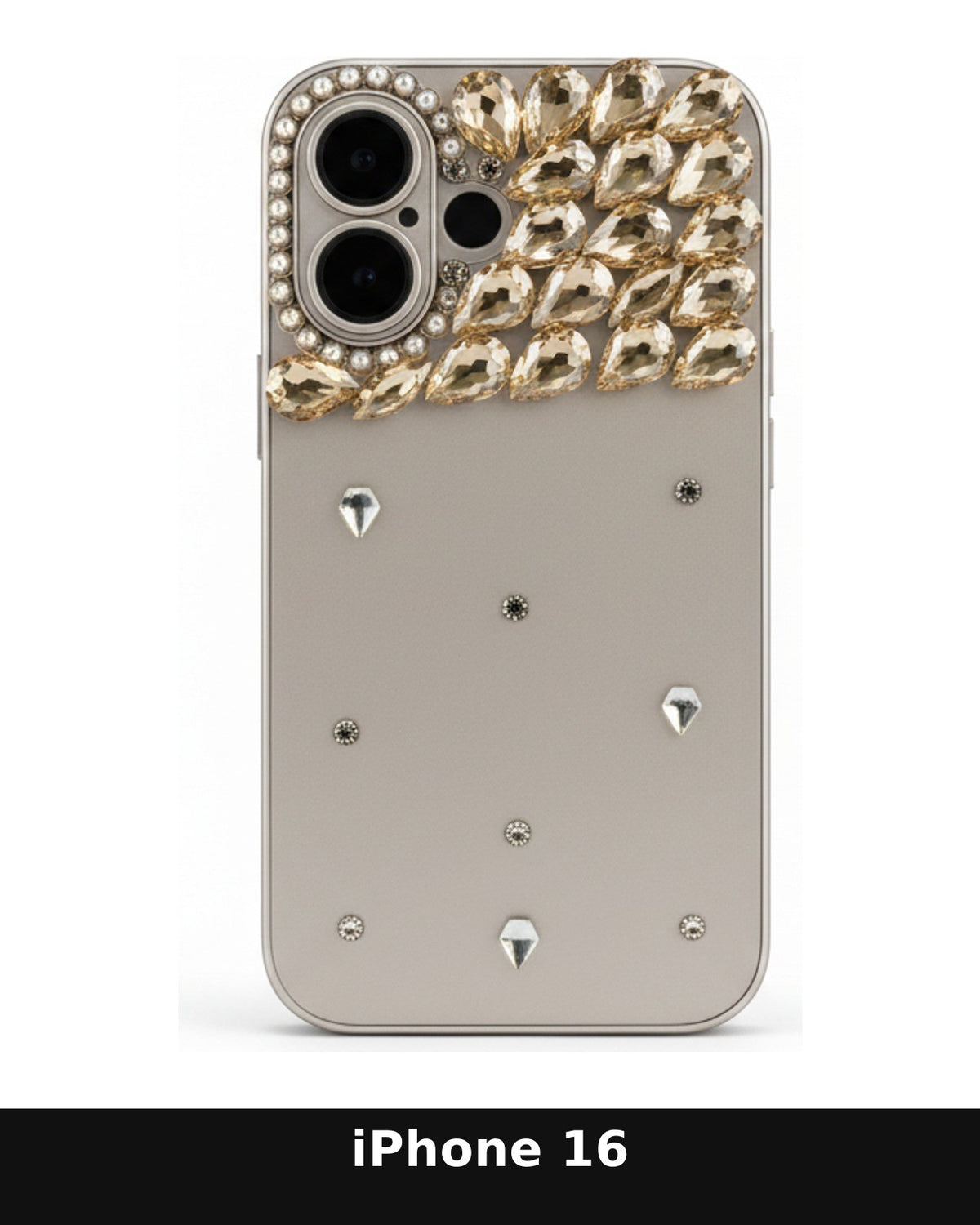 iPhone 16 Gold Jeweled Case