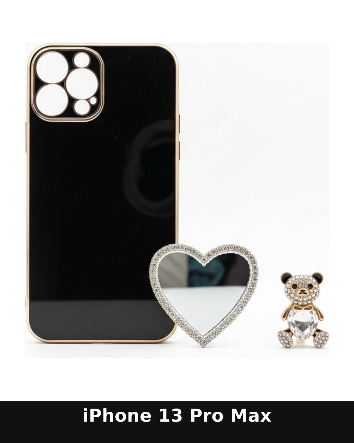 iPhone 13 Pro Max Black Case with Gold Frame