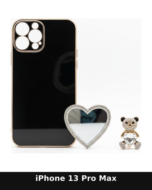 iPhone 13 Pro Max Black Case with Gold Frame