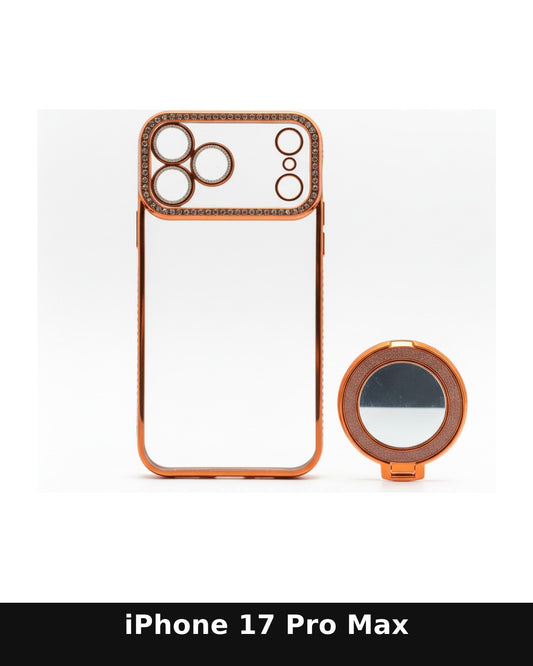 iPhone 17 Pro Max Rose Gold Rhinestone Clear Case