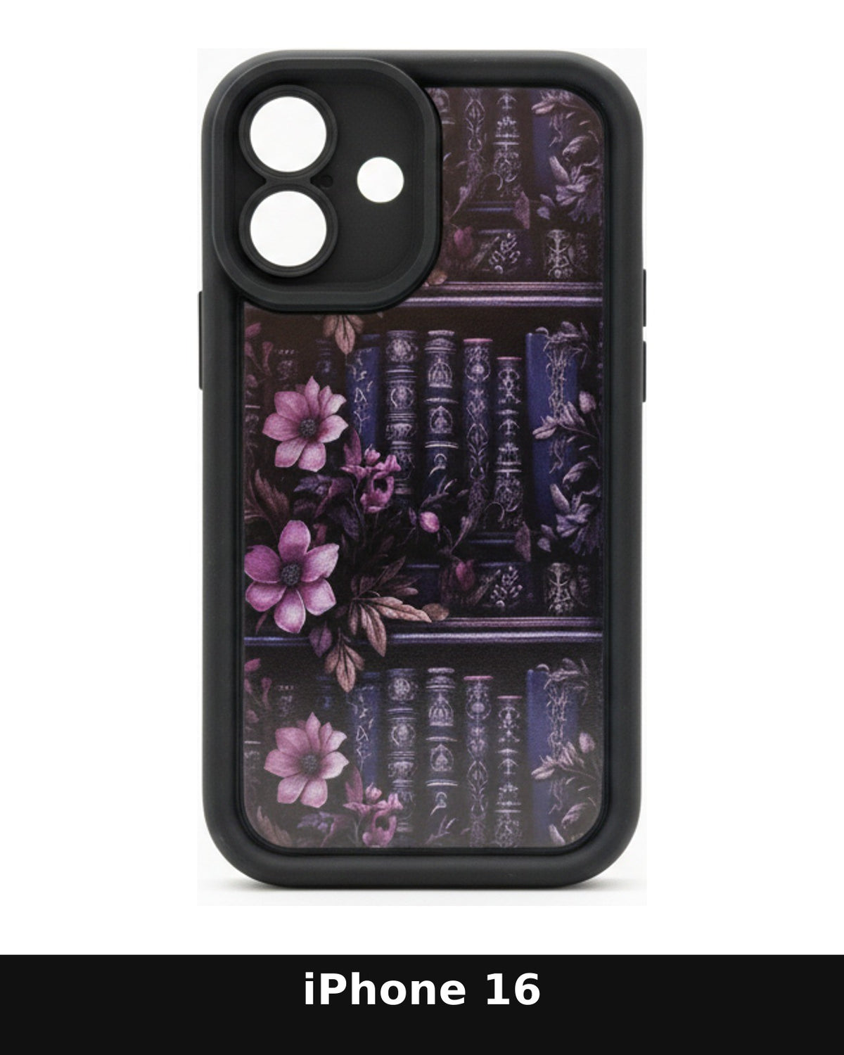 iPhone 16 Book and Floral Pattern Case