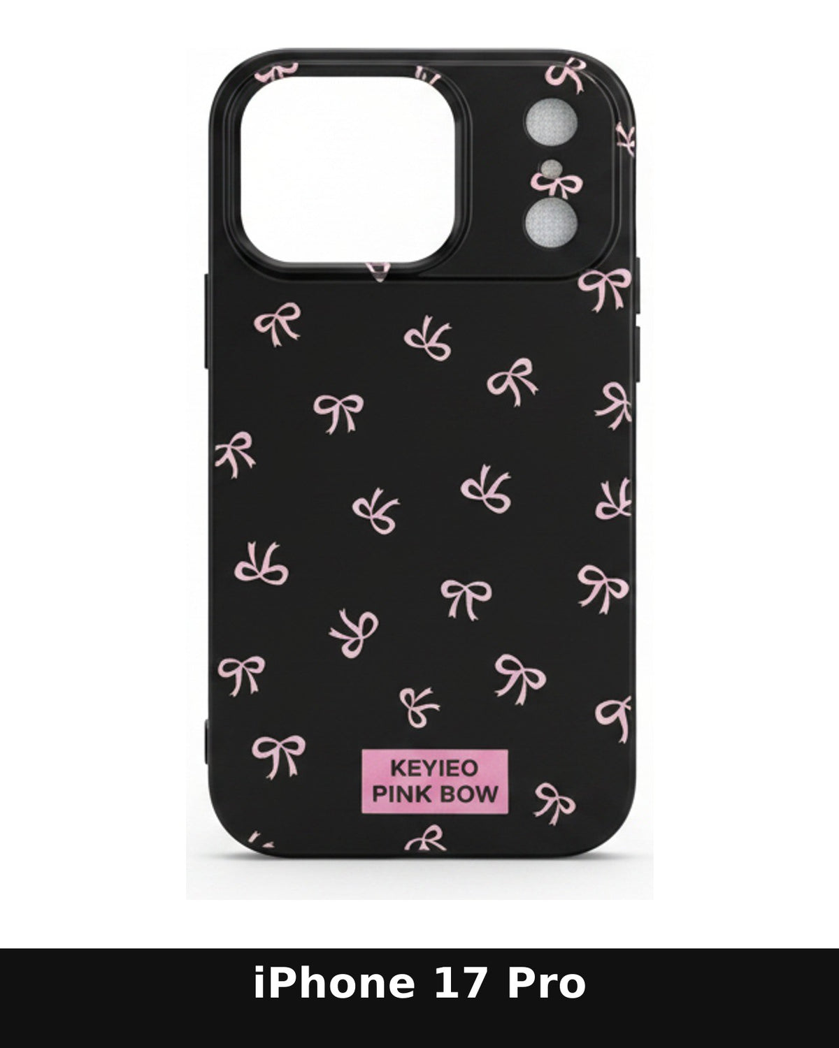 iPhone 17 Pro Black Pink Bow Pattern Case