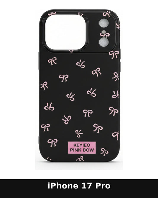 iPhone 17 Pro Black Pink Bow Pattern Case