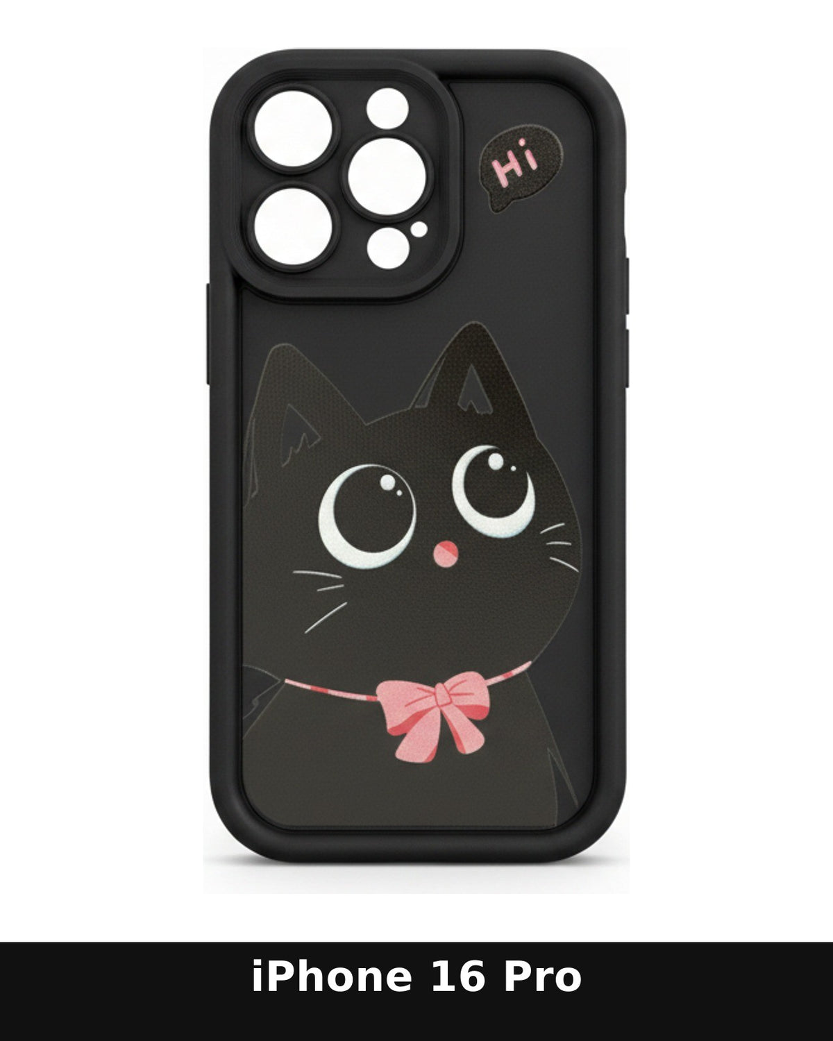 Iphone 16 Pro Black Cat Design Phone Case