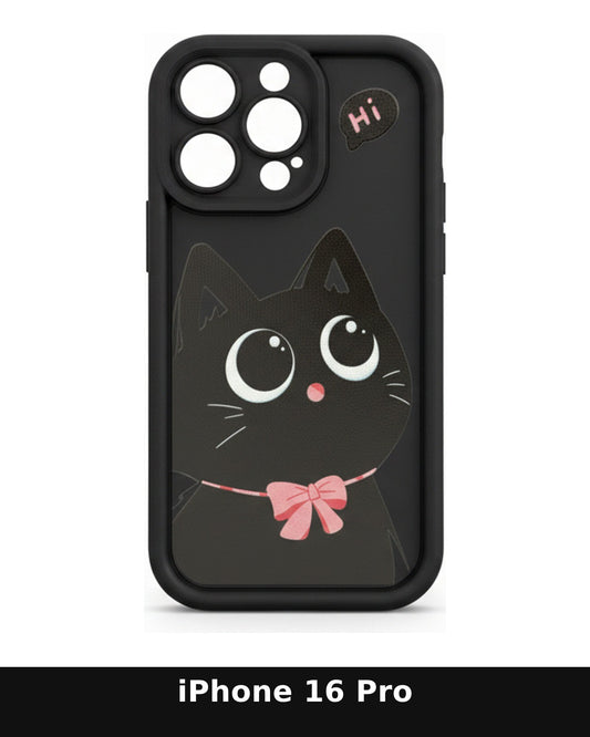 Iphone 16 Pro Black Cat Design Phone Case