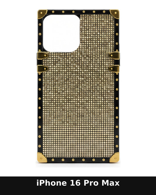 iPhone 16 Pro Max Gold Mesh Ring Holder Case