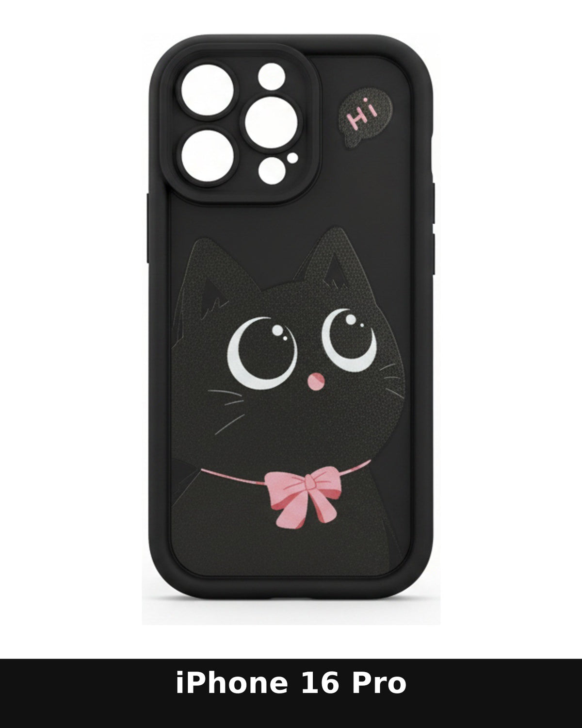 iPhone 16 Pro Black Cartoon Cat Case