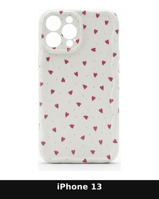 iPhone 13 Off-white Red Heart Pattern Case