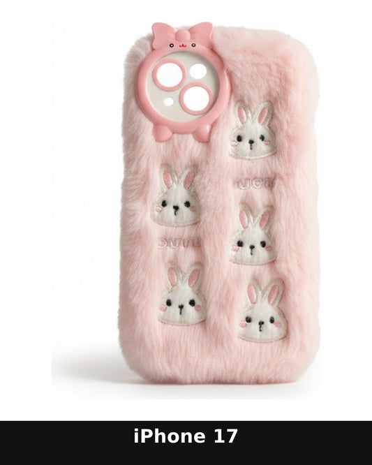 iPhone 17 Pink Furry Bunny Phone Case