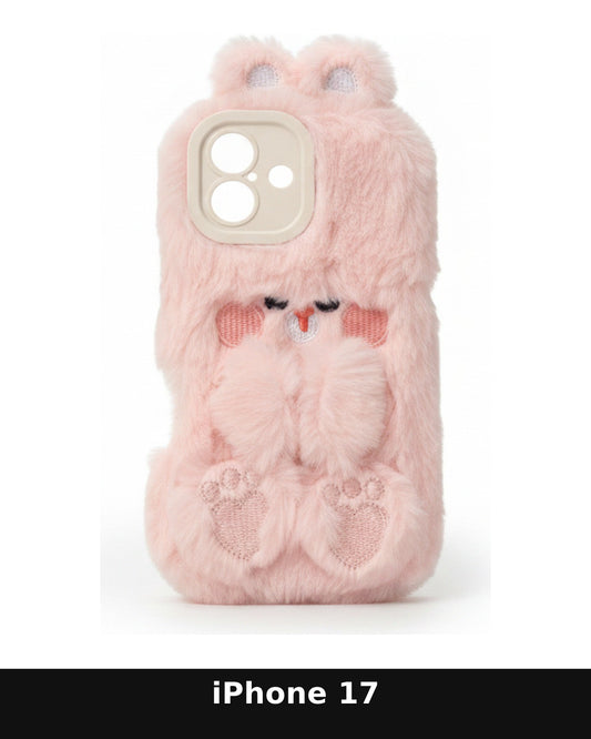 iPhone 17 Pink Fluffy Animal Case