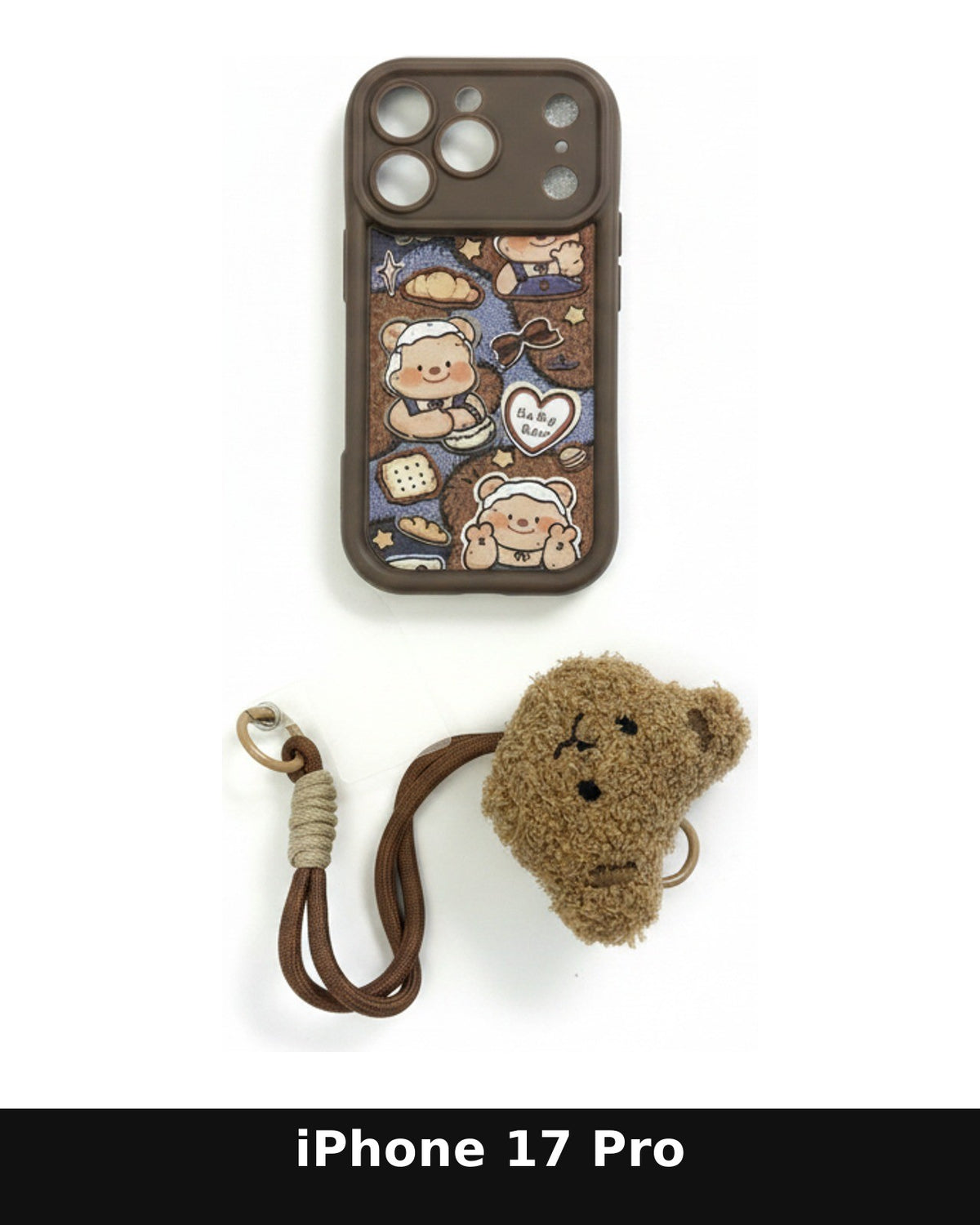 iPhone 17 Pro Dark Brown Cartoon Bear Case