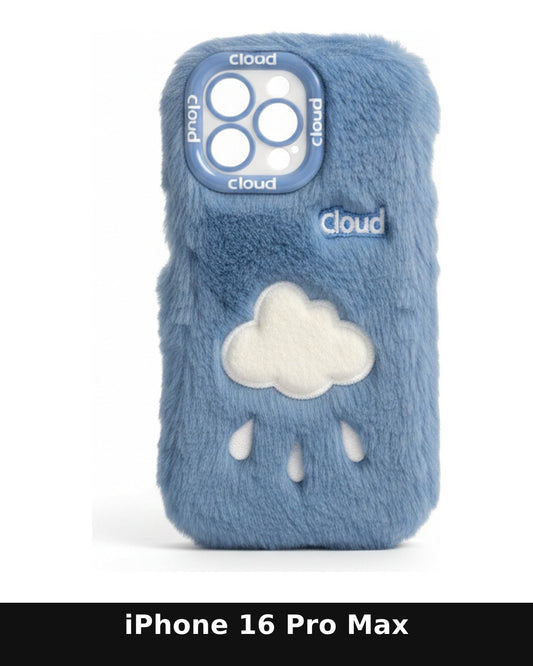 iPhone 16 Pro Max Blue Faux Fur Cloud Case