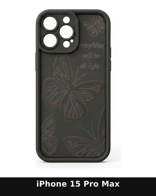 iPhone 15 Pro Max Black Butterfly Design Case