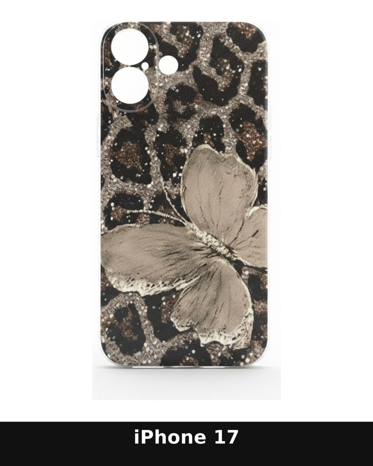 iPhone 17 Leopard Butterfly Glitter Case