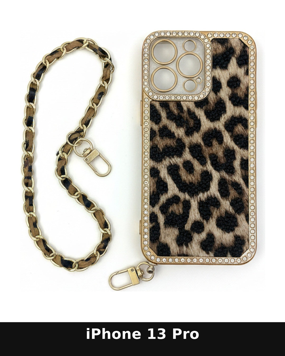 iPhone 13 Pro Leopard Print Rhinestone Case