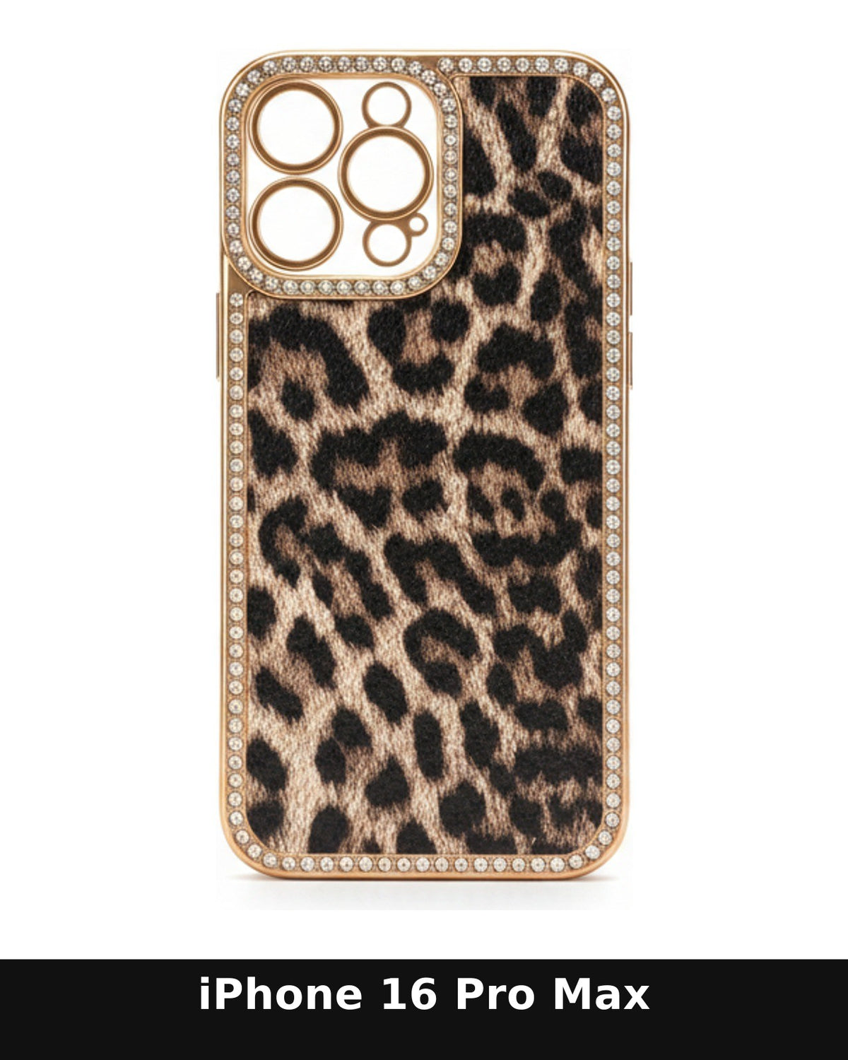 iPhone 16 Pro Max Leopard Print Bling Case