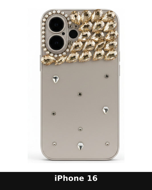 iPhone 16 Gold Jeweled Case